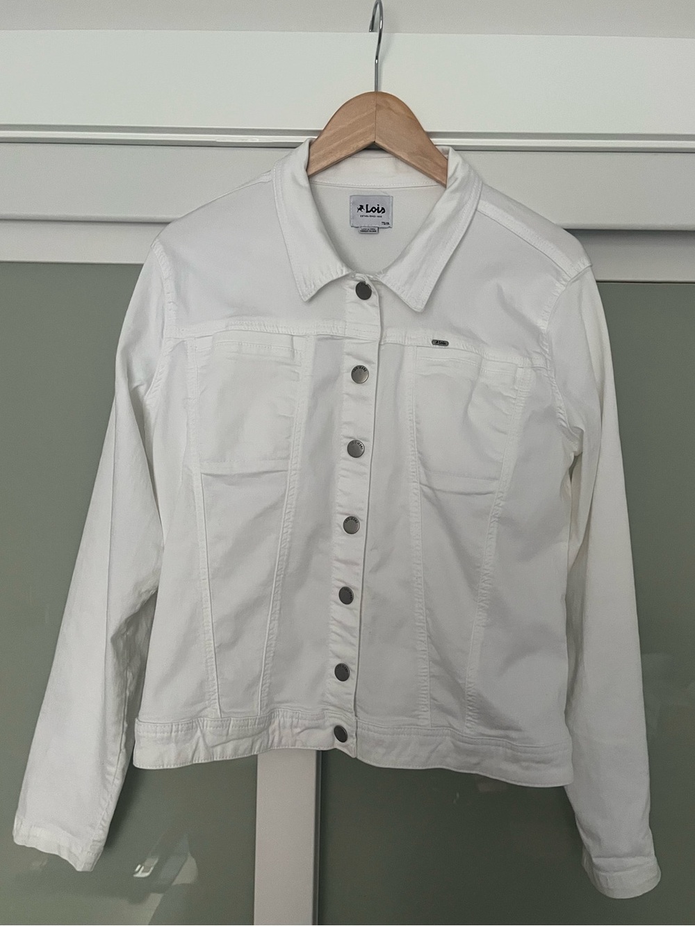 Lois Jeans Women's White Denim Jacket - Classic Snap Closure